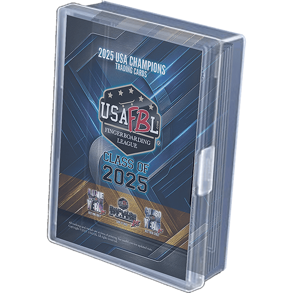 USAFBL 2025 Pro Fingerboard Trading Cards - Set of 25 Cards with Case - Fingerboards Designed by Professional Fingerboarders