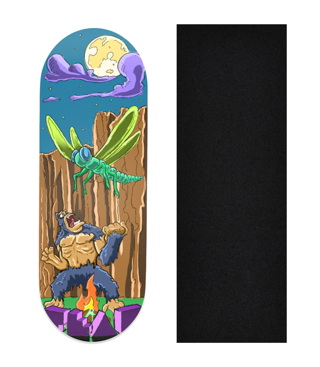 Teak Tuning Heat Transfer Graphic Wooden Fingerboard Deck, "Angry Ape" 32mm Deck