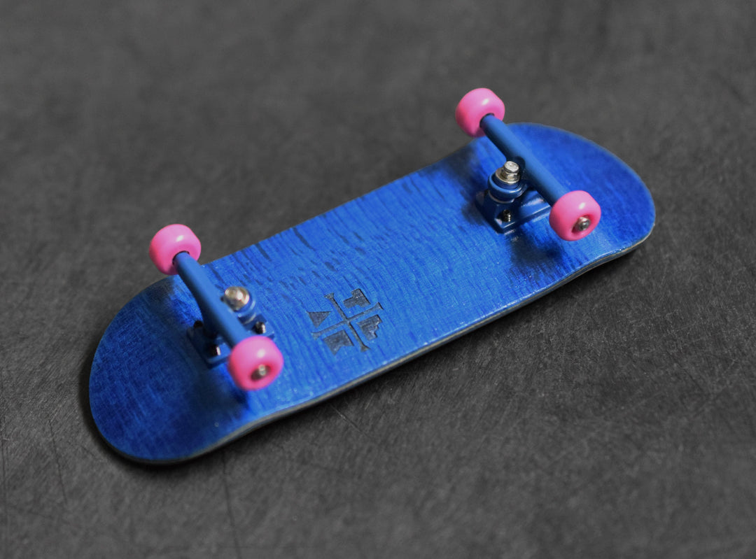 Teak Tuning 32mm Prolific Gen2 Fingerboard Complete - "Blue & Pink" Colorway - Gen2 Prodigy Trucks + Pro Duro Bubble Bushings