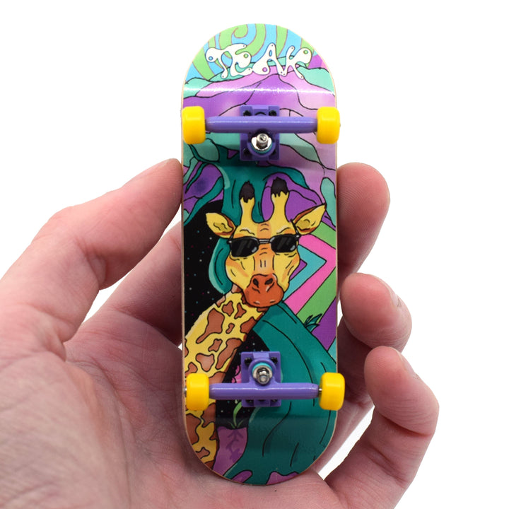 Teak Tuning 32mm Prolific Gen2 Fingerboard Complete - "Graffiti Giraffe" Graphic - Gen2 Prodigy Trucks + Pro Duro Bubble Bushings