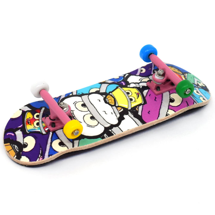 Teak Tuning 32mm Prolific Gen2 Fingerboard Complete - "Bubble Bushing Collage" Graphic - Gen2 Prodigy Trucks + Pro Duro Bubble Bushings