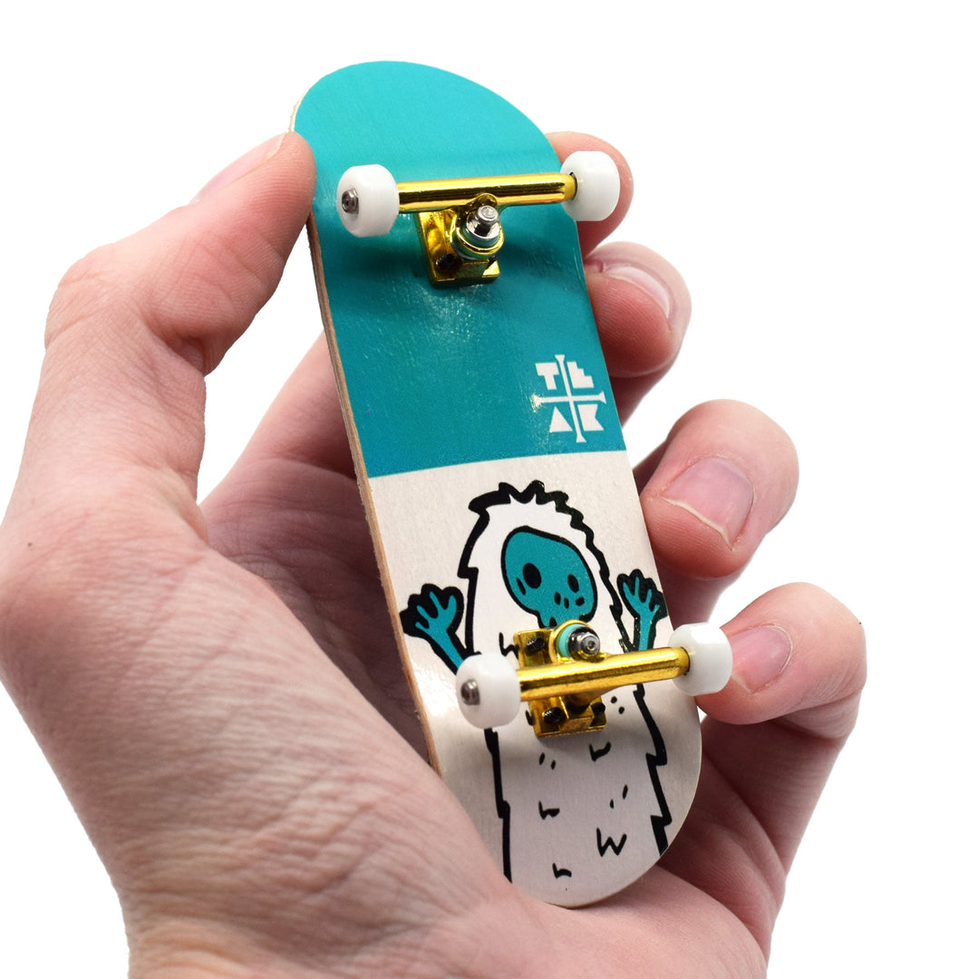 Teak Tuning 32mm Prolific Gen2 Fingerboard Complete - "Teal Yeti" Graphic - Gen2 Prodigy Trucks + Pro Duro Bubble Bushings