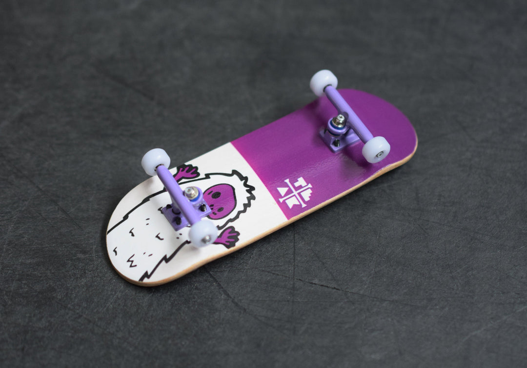 Teak Tuning 32mm Prolific Gen2 Fingerboard Complete - "Purple Yeti" Graphic - Gen2 Prodigy Trucks + Pro Duro Bubble Bushings