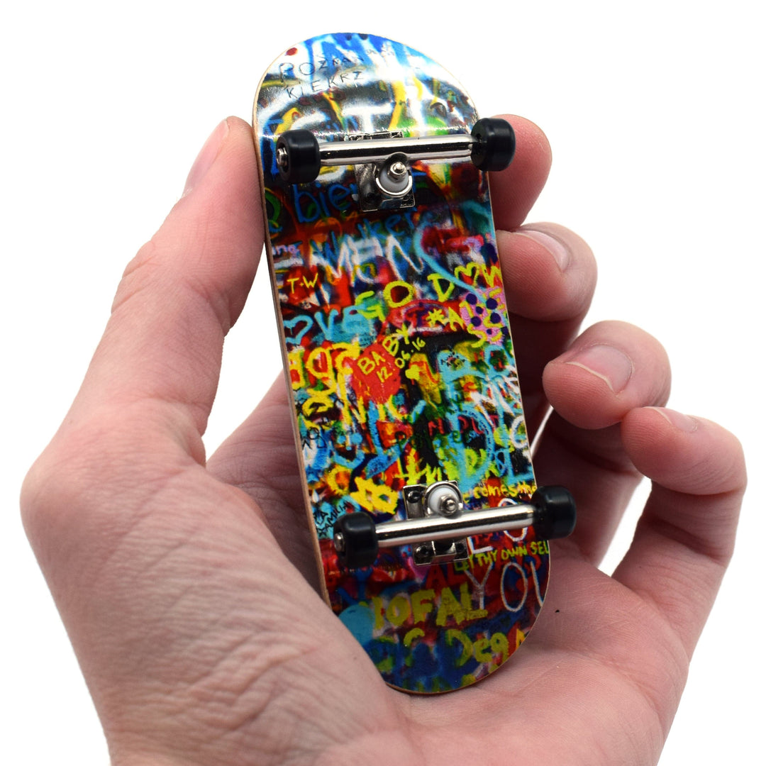 Teak Tuning 34mm Prolific Gen2 Fingerboard Complete - "Graffiti Wall" Graphic - Gen2 Prodigy Trucks + Pro Duro Bubble Bushings