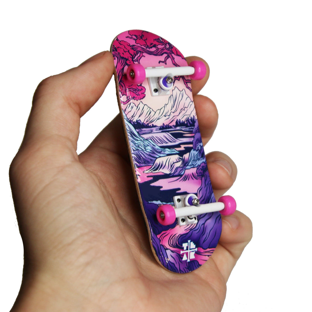 Teak Tuning 34mm Prolific Gen2 Fingerboard Complete - "Mountain Path" Graphic - Gen2 Prodigy Trucks + Pro Duro Bubble Bushings