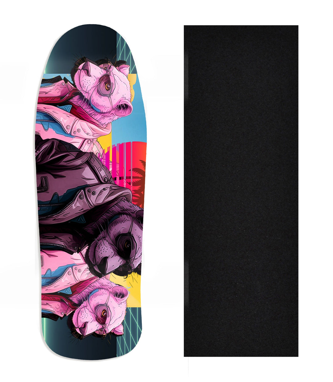 Teak Tuning Heat Transfer Graphic Wooden Fingerboard Deck, Design Contest 2024 Winner, @deeckhead303 - "Neon Crew" Carlsbad Cruiser Deck