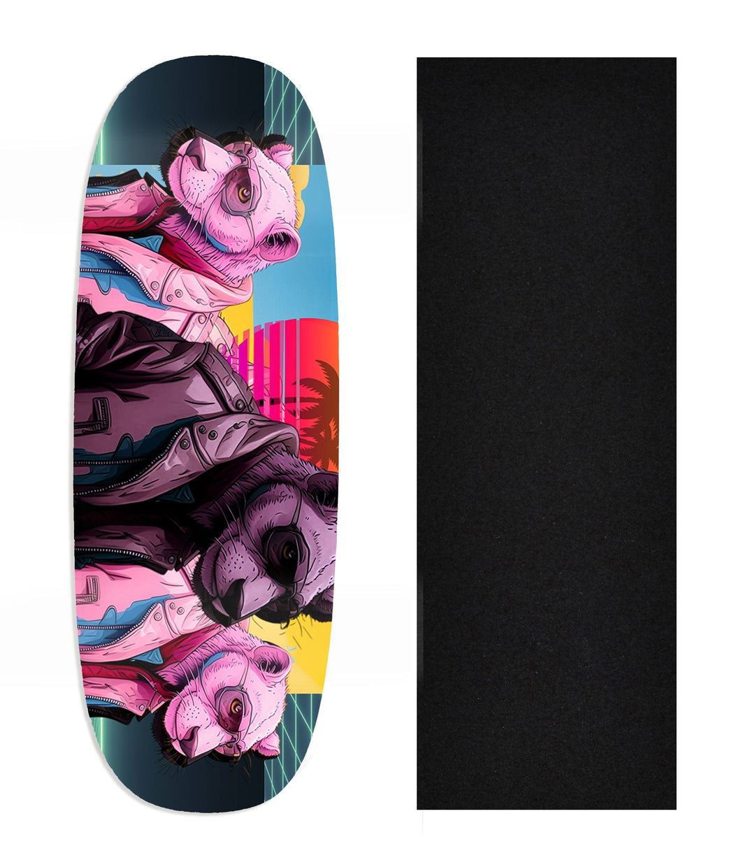 Teak Tuning Heat Transfer Graphic Wooden Fingerboard Deck, Design Contest 2024 Winner, @deeckhead303 - "Neon Crew" Ohhh Deck