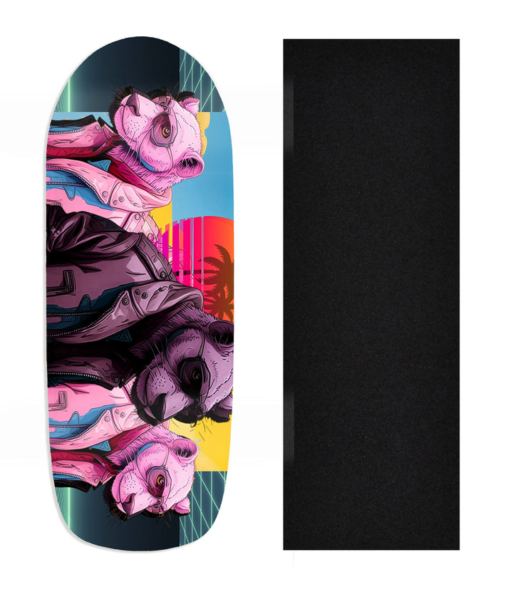 Teak Tuning Heat Transfer Graphic Wooden Fingerboard Deck, Design Contest 2024 Winner, @deeckhead303 - "Neon Crew" Poolparty Deck