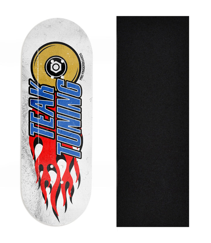 Teak Tuning Heat Transfer Graphic Wooden Fingerboard Deck, Design Contest 2024 Winner, pathzerocrew - "Apex Burn Out" 32mm Deck