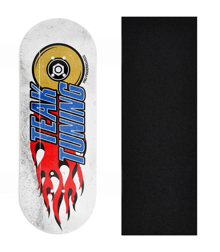 Teak Tuning Heat Transfer Graphic Wooden Fingerboard Deck, Design Contest 2024 Winner, pathzerocrew - "Apex Burn Out" 34mm Deck