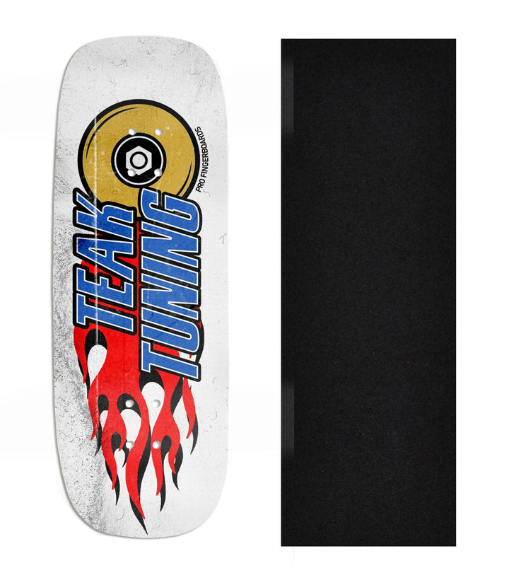 Teak Tuning Heat Transfer Graphic Wooden Fingerboard Deck, Design Contest 2024 Winner, pathzerocrew - "Apex Burn Out" Boxy Deck