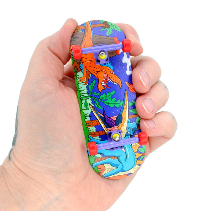 Teak Tuning 34mm Prolific Gen2 Fingerboard Complete - "Chilla'saurus" Graphic - Gen2 Prodigy Trucks + Pro Duro Bubble Bushings