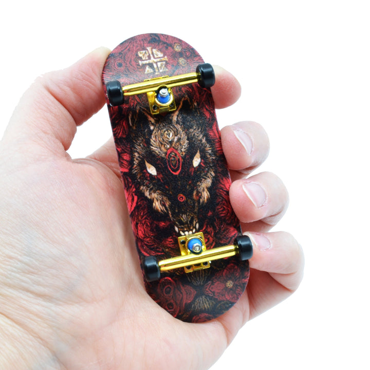 Teak Tuning 34mm Prolific Gen2 Fingerboard Complete - "Howl in the Night" Graphic - Gen2 Prodigy Trucks + Pro Duro Bubble Bushings