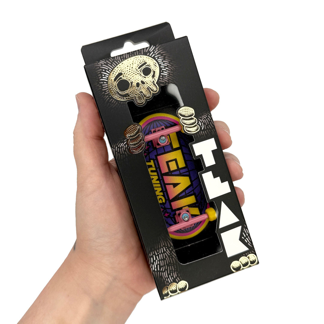 Teak Tuning 34mm Prolific Gen2 Fingerboard Complete - "Retro Remix" Graphic - Gen2 Prodigy Trucks + Pro Duro Bubble Bushings