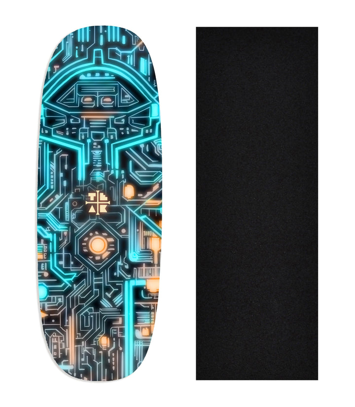 Teak Tuning Heat Transfer Graphic Wooden Fingerboard Deck, "Teak-nology" Ohhh Deck