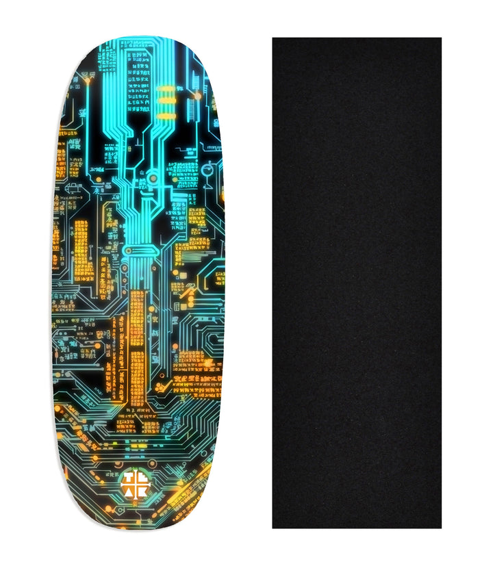 Teak Tuning Heat Transfer Graphic Wooden Fingerboard Deck, "Cyber-Teak" Ohhh Deck