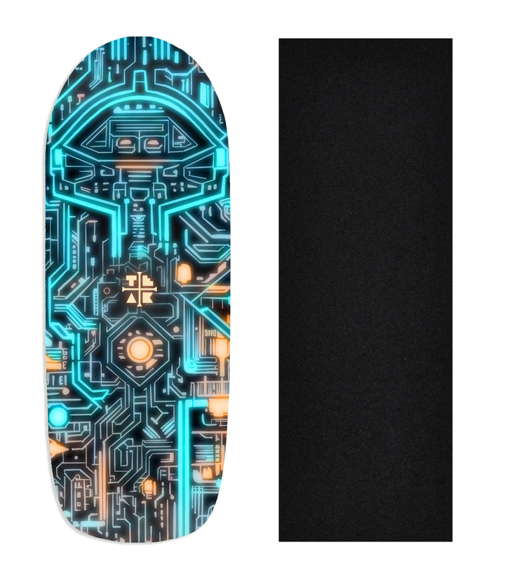Teak Tuning Heat Transfer Graphic Wooden Fingerboard Deck, "Teak-nology" Poolparty Deck