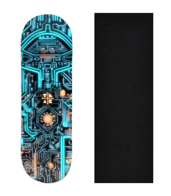 Teak Tuning Heat Transfer Graphic Wooden Fingerboard Deck, "Teak-nology" 29mm Deck
