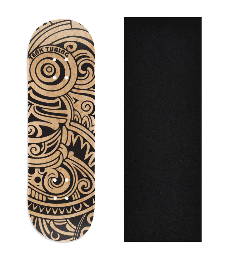 Teak Tuning Copy of Heat Transfer Graphic Wooden Fingerboard Deck, "Teak Island"