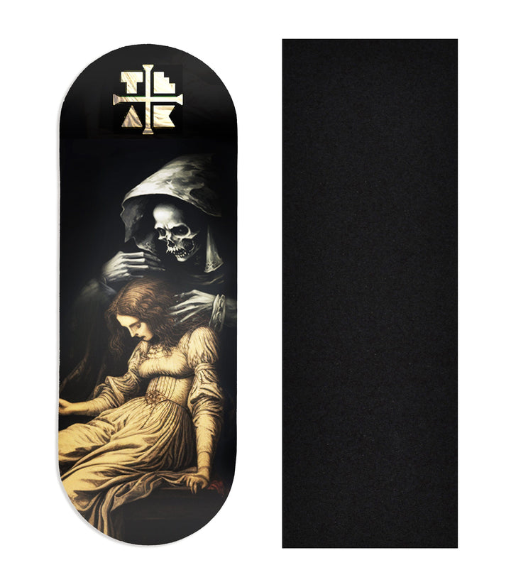 Teak Tuning Heat Transfer Graphic Wooden Fingerboard Deck, "The Visit" 34mm Deck
