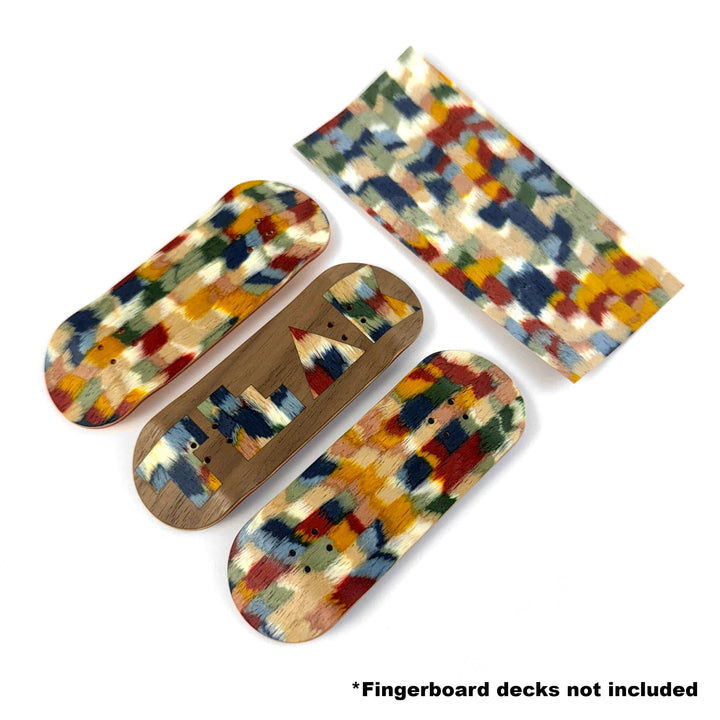 Teak Tuning Pro Fingerboards Wildwood Patchwork Veneer - 5 Sheets of Unique Veneer for Making Fingerboard Decks