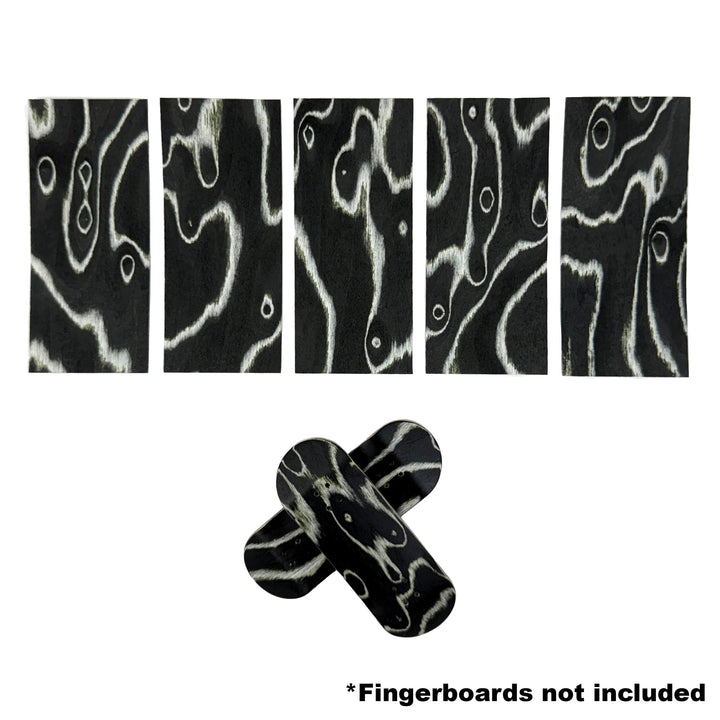 Teak Tuning Pro Fingerboards Zebra Swirl Veneer - 5 Sheets of Unique Veneer for Making Fingerboard Decks