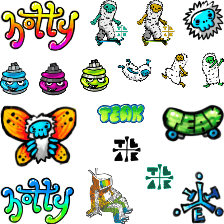 Teak Tuning Pro Fingerboards Teak character sticker sheet