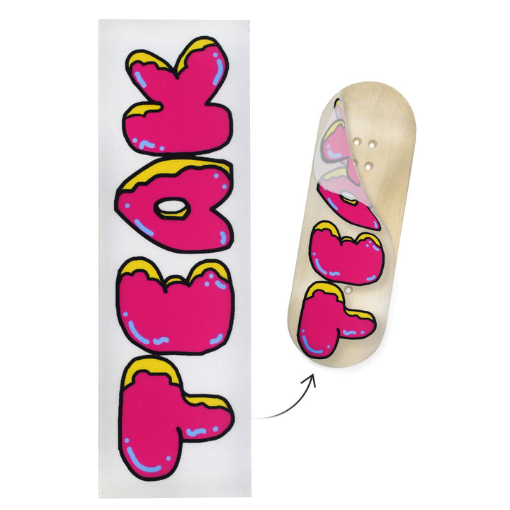 Teak Tuning "Donut Teak Logo, White" Deck Graphic Wrap (Transparent Background) - 35mm x 110mm