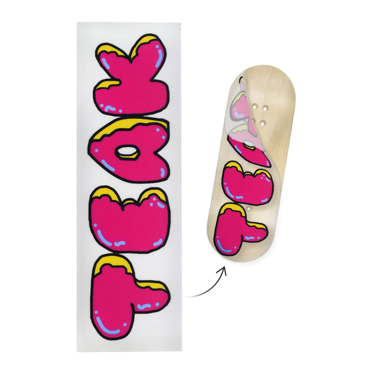 Teak Tuning "Donut Teak Logo, White" Deck Graphic Wrap (Transparent Background) - 35mm x 110mm