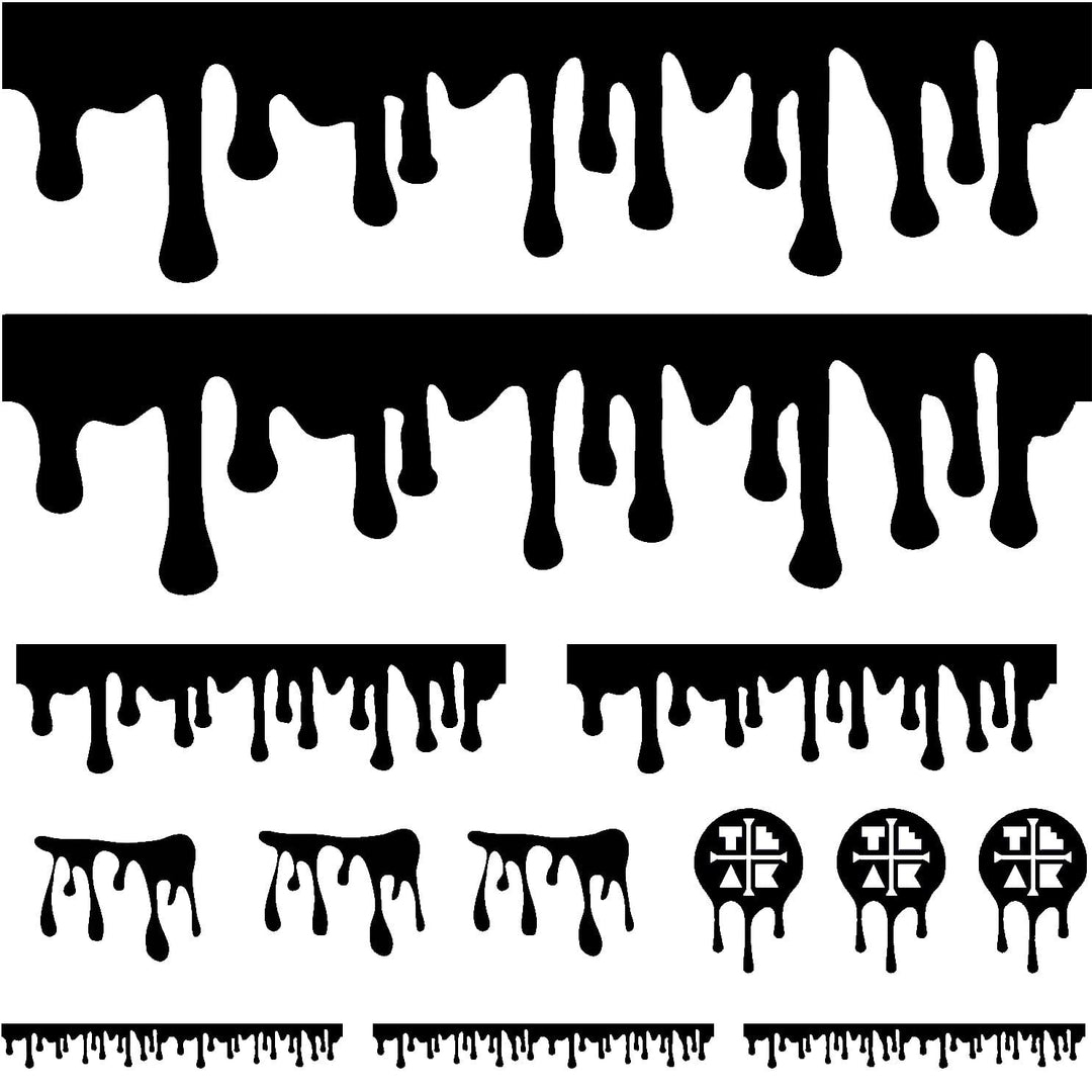 Teak Tuning DIY Slime Drip Stickers from Ramps/Deck (Extra Large 11" Sticker Sheet) Black