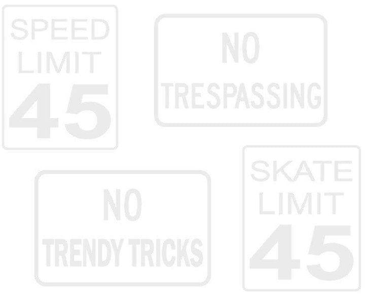 Teak Tuning DIY Mini Road Sign Decal Kit - Sticker Sheet of 4 Decals White