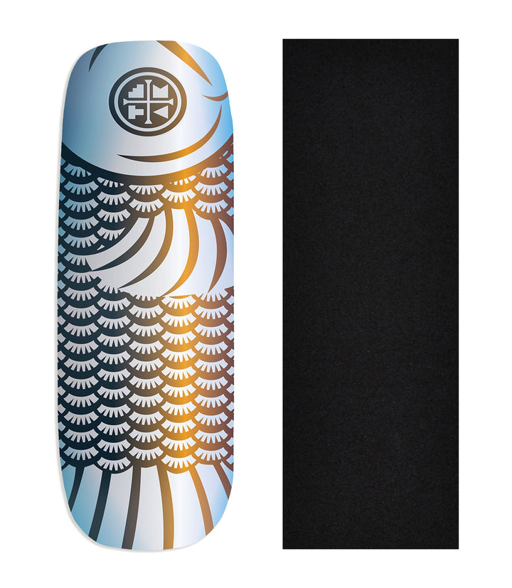 Teak Tuning Heat Transfer Graphic Wooden Fingerboard Deck, "Scales" Boxy Deck