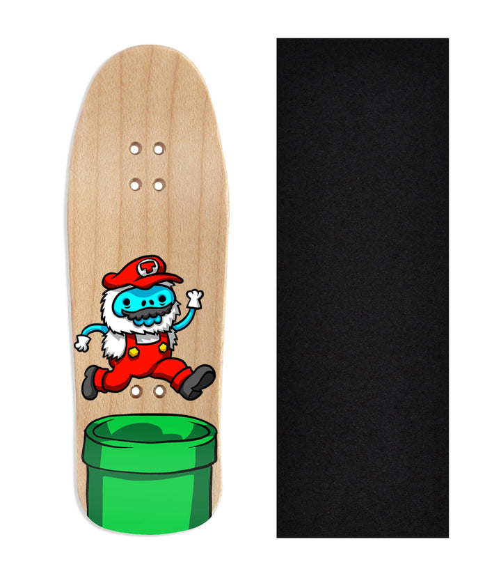 Teak Tuning Heat Transfer Graphic Wooden Fingerboard Deck, "It's a me...Yetio!" Carlsbad Cruiser Deck