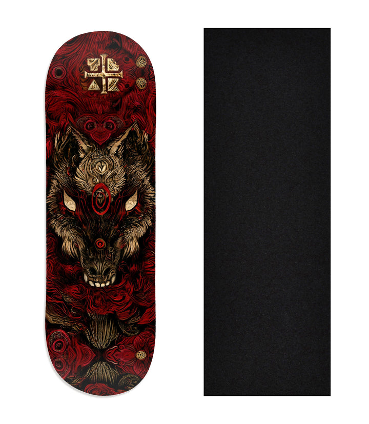 Teak Tuning Heat Transfer Graphic Wooden Fingerboard Deck, "Howl in the Night" 29mm Deck