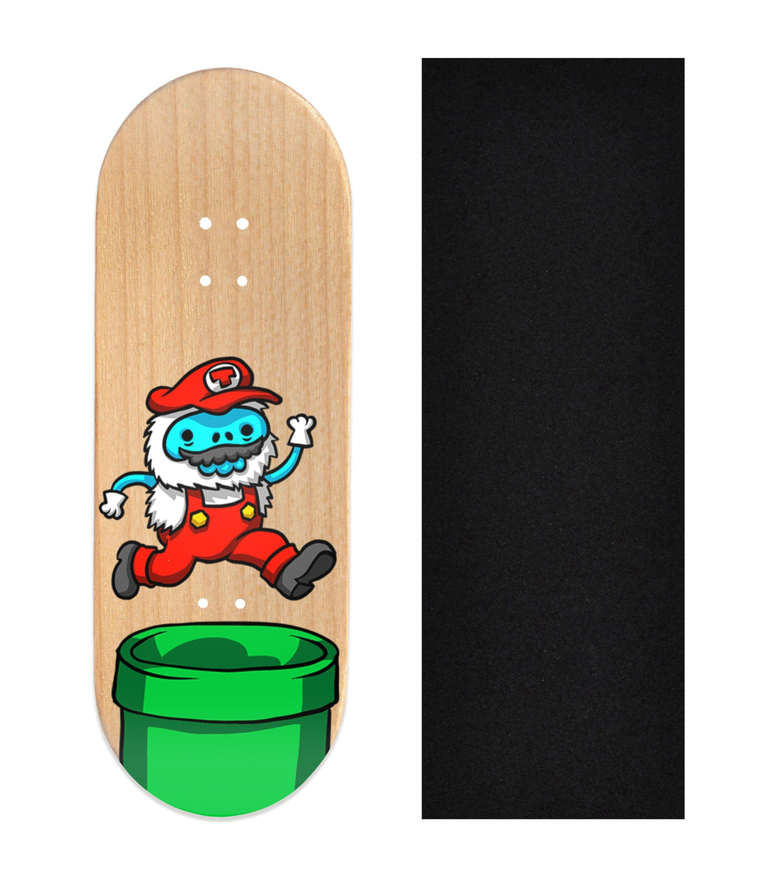 Teak Tuning Heat Transfer Graphic Wooden Fingerboard Deck, "It's a me...Yetio!" 32mm Deck