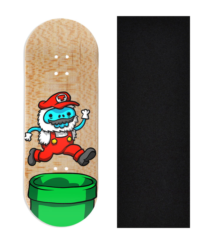 Teak Tuning Heat Transfer Graphic Wooden Fingerboard Deck, "It's a me...Yetio!" 34mm Deck