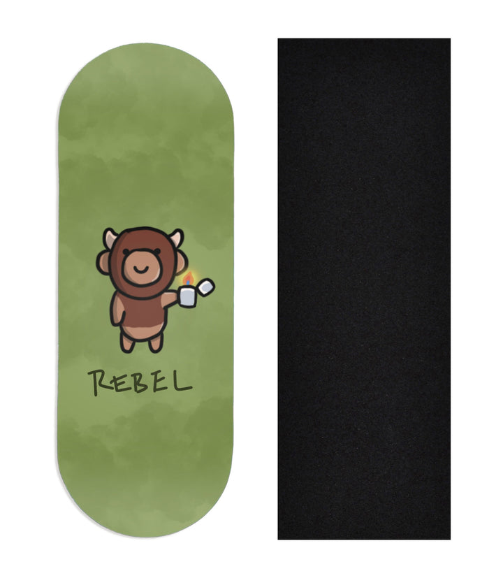 Teak Tuning Heat Transfer Graphic Wooden Fingerboard Deck, "@trumanlum - Entry 130" 34mm Deck