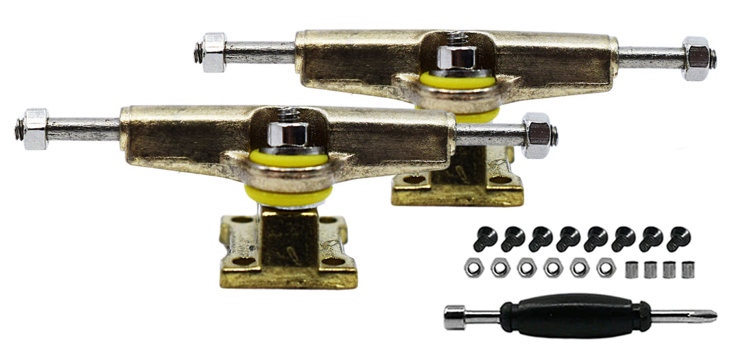Teak Tuning Fingerboard Spacer Trucks with Standard Tuning, Gold - 32mm Width