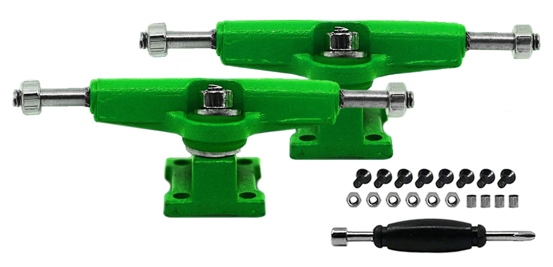 Teak Tuning Fingerboard Spacer Trucks with Standard Tuning, Green - 32mm Width