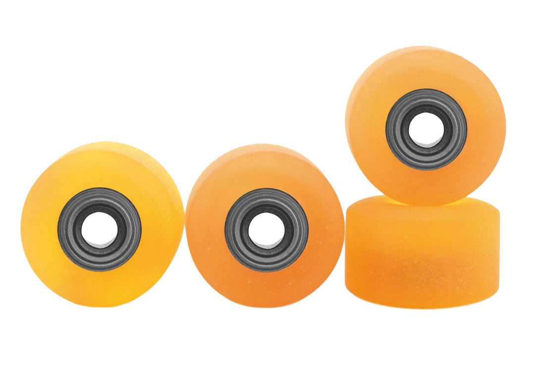 Teak Tuning Apex 61D Urethane Fingerboard Wheels, Mini "Shorty" Shape, Premium ABEC-9 Stealth Bearings - Yellow Sol Colorway - Set of 4