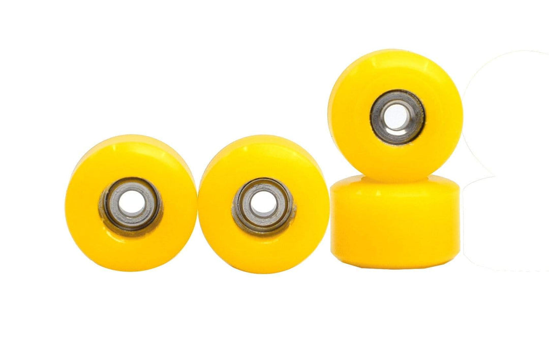 Teak Tuning Apex 71D Urethane Fingerboard Wheels, New Street Shape, Ultra Spin Bearings - Banana Yellow Colorway - Set of 4