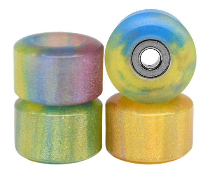 Teak Tuning Apex Urethane Fingerboard Bearing Wheels, New Street Style, Geode Series - 77D - Mystic Topaz Colorway - Set of 4