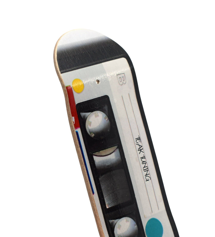 Teak Tuning Heat Transfer Graphic Wooden Fingerboard Deck, "Cassette Tape" - 32mm x 97mm