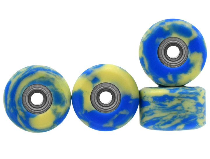 Teak Tuning *LIMITED RUN* Apex 65D All Terrain Polymer (ATP) Fingerboard Wheels, New Street Shape - Digital Swirls, Limited Series - Premium ABEC-9 Stealth Bearings - Sundaze Swirls Colorway - Set of 9