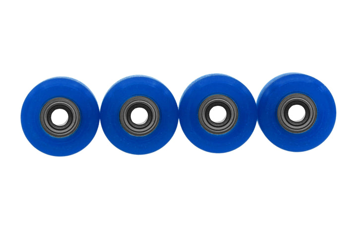 Teak Tuning Apex 71D Urethane Fingerboard Wheels, Mini "Shorty" Shape, Premium ABEC-9 Stealth Bearings - Cobalt Blue Colorway - Set of 4