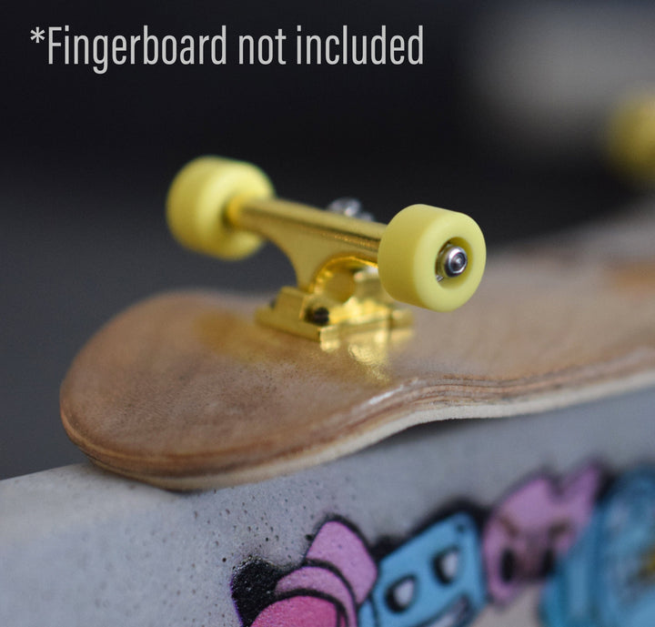 Teak Tuning Apex 65D All Terrain Polymer (ATP) Fingerboard Wheels, New Street Shape - Premium ABEC-9 Stealth Bearings - Lemonade Colorway - Set of 4