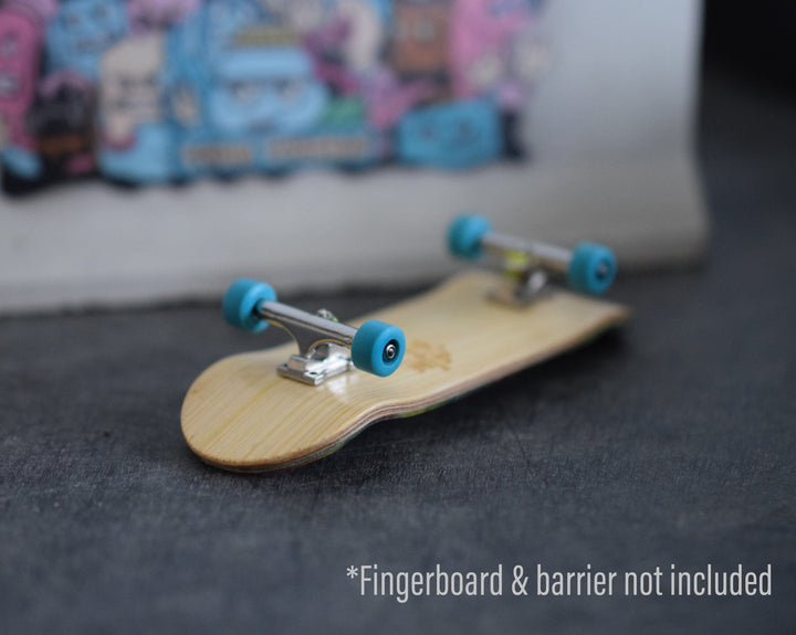 Teak Tuning Apex 65D All Terrain Polymer (ATP) Fingerboard Wheels, New Street Shape - Premium ABEC-9 Stealth Bearings - Sea Voyage Colorway - Set of 4