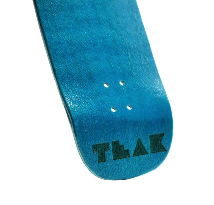 Teak Tuning PROlific Wooden 5 Ply Fingerboard Boxy Deck 32x96mm - Teak Teal - with Color Matching Mid Ply