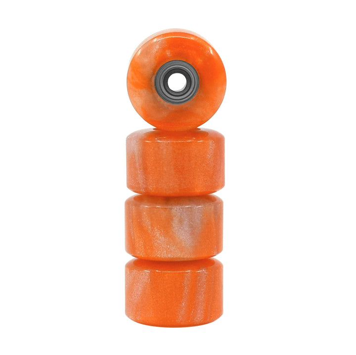 Teak Tuning Apex Urethane Fingerboard Wheels, New Street Style, Geode Series - ABEC-9 Stealth Bearings - 77D - Citrine Swirl Colorway