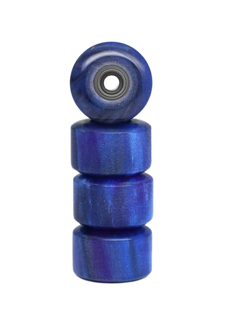 Teak Tuning Apex Urethane Fingerboard Wheels, New Street Style, Geode Series - ABEC-9 Stealth Bearings - 77D - Galaxy Agate Swirl Colorway